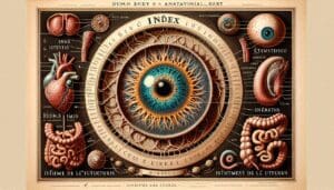 Illustrer Index, Iris, Intestins et Isthme de l'utérus.