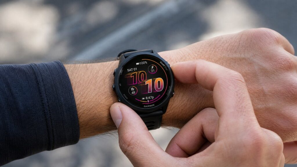 Montre connectée Xiaomi portée au poignet avec cadran numérique lisible
